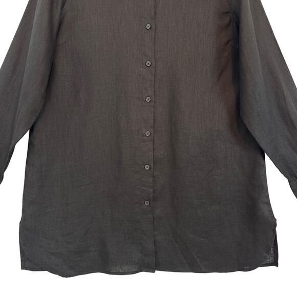 Garnet Hill Easy Linen Tunic XL Black Button Front Long Sleeve‎ Linen 2025 - Picture 6 of 16